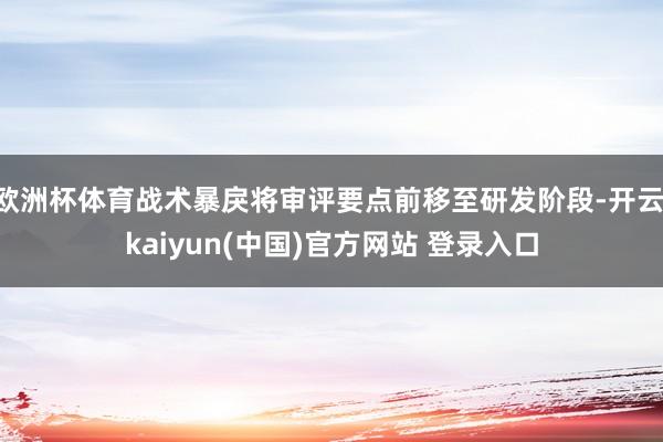 欧洲杯体育战术暴戾将审评要点前移至研发阶段-开云·kaiyun(中国)官方网站 登录入口