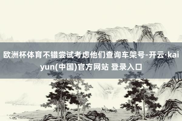 欧洲杯体育不错尝试考虑他们查询车架号-开云·kaiyun(中国)官方网站 登录入口