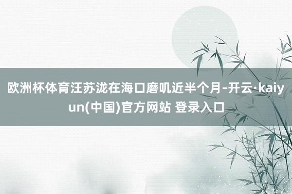 欧洲杯体育汪苏泷在海口磨叽近半个月-开云·kaiyun(中国)官方网站 登录入口
