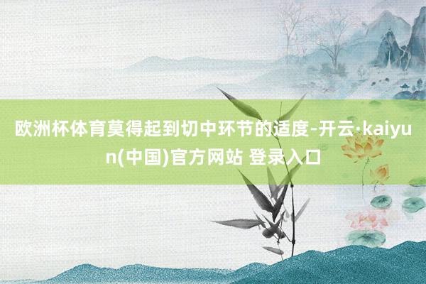 欧洲杯体育莫得起到切中环节的适度-开云·kaiyun(中国)官方网站 登录入口