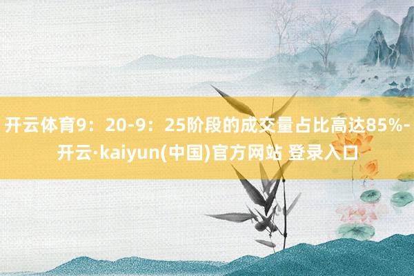 开云体育9：20-9：25阶段的成交量占比高达85%-开云·kaiyun(中国)官方网站 登录入口